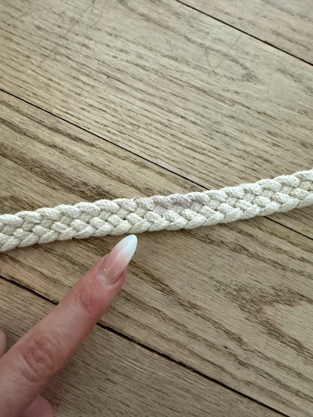 J. Crew Classic Braided Cream Belt with Brown Leather Trim - Picture 4 of 6